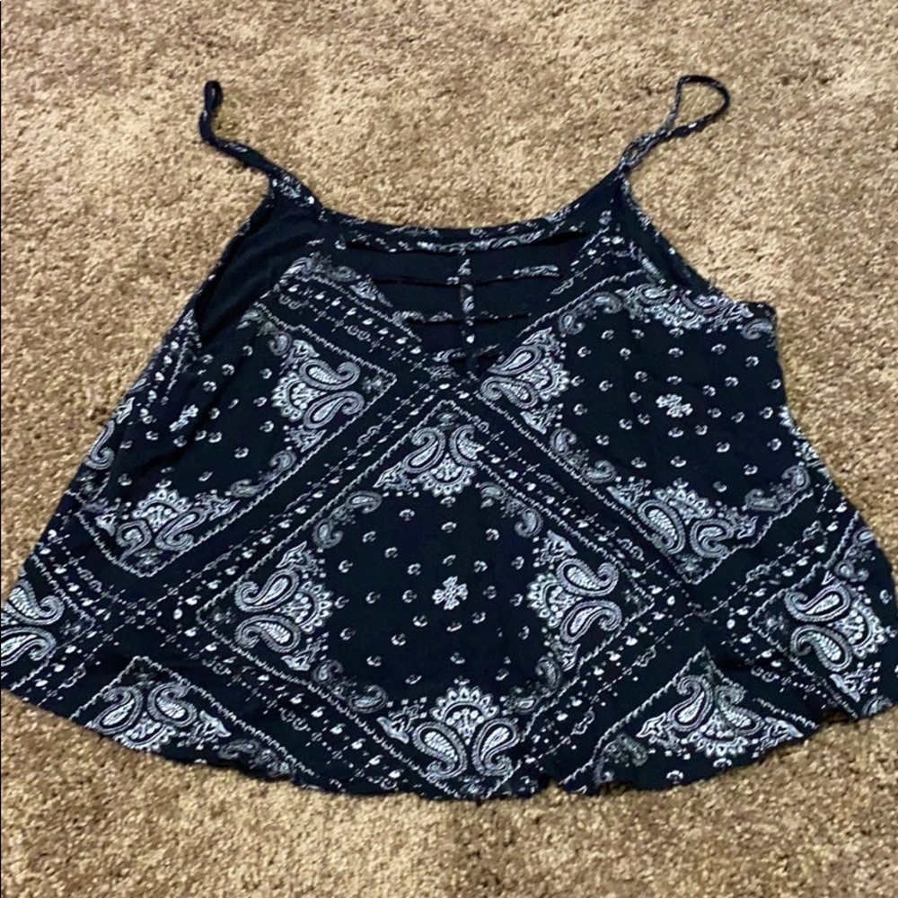 black bandanna print spaghetti strap